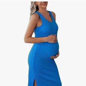Blue Sleeveless Maternity Dress